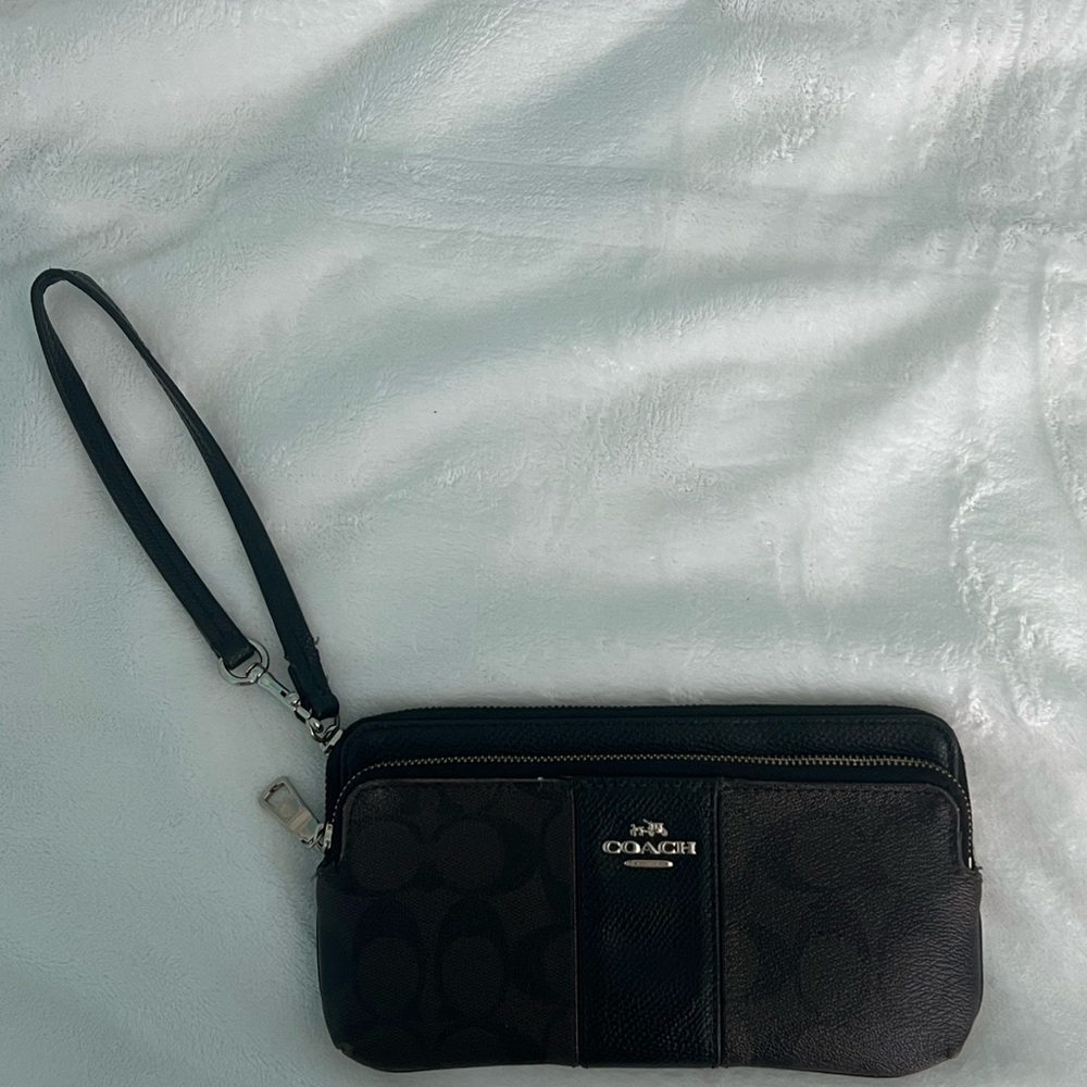Coach Black Wristlet with Logo